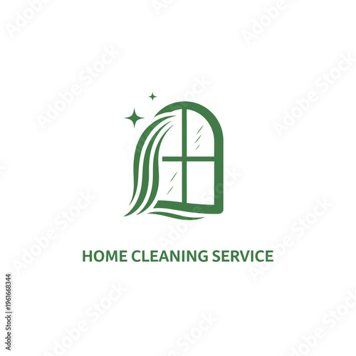 Clean window logo for home cleaning service business with sparkling effect.
