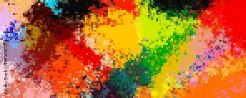 colorful rainbow holi paint color powder explosion isolated white wide panorama background. Eps10