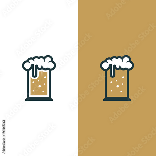 Fresh beer glass logo design illustration