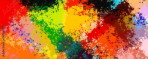 colorful rainbow holi paint color powder explosion isolated white wide panorama background. Eps10