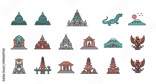 Indonesia Landmarks and Symbols - A Collection of Cultural Icons.