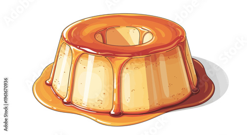 Delicious caramel flan with caramel sauce dripping down the sides.