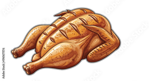 Golden Roasted Chicken Illustration