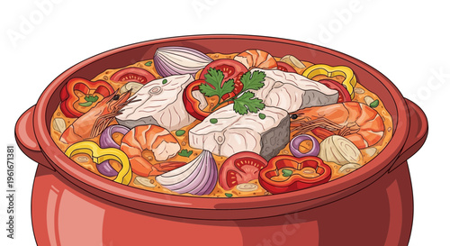 Seafood Paella in Ceramic Pot