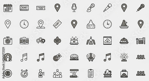 Collection of Doodle Icons Representing Various Activities and Interests.