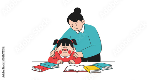 Childhood struggles with homework and parental support in moments of distress and frustration