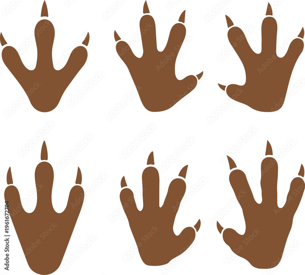 Fototapeta premium Collection of brown animal claw hands isolated on white background for design