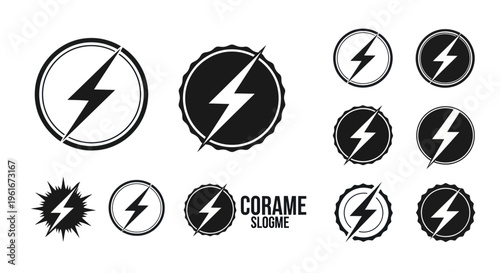 Lightning Bolt Icons Set - Energy, Power, Electricity Symbols