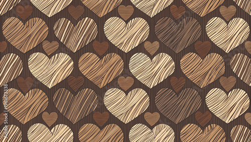 Seamless pattern of hand-drawn hearts scribble and outline styles background 
