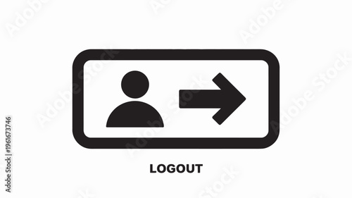 A simple black and white icon of a person logging out of a system