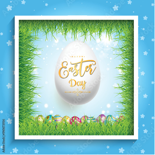 Decorative happy easter wishes background for social post