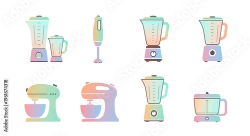 Kitchen Appliance Collection: Blenders, Mixers, Food Processor - Pastel Gradient