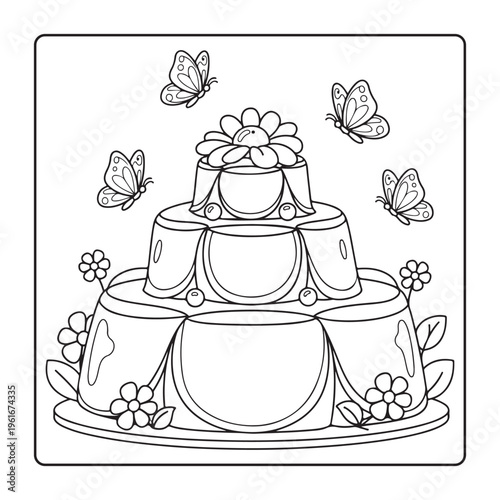 Birthday Cake With Flowers Coloring Pages For Adults And Kids