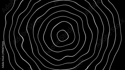 Abstract black and white background featuring a seamless pattern of spiral waves and circular lines for an artistic vector wallpaper design