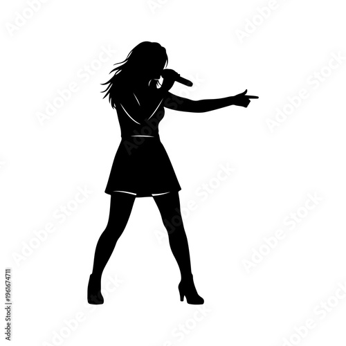 Silhouette of a Female Singer Performing on Stage.