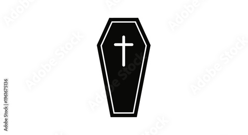 Black Coffin with White Cross Icon, Funeral, Death, Mourning, Grief, Sadness, End