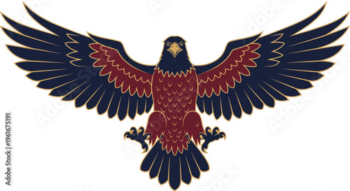 Majestic Eagle Emblem with Spread Wings, Tribal Symbol, Heraldic Art