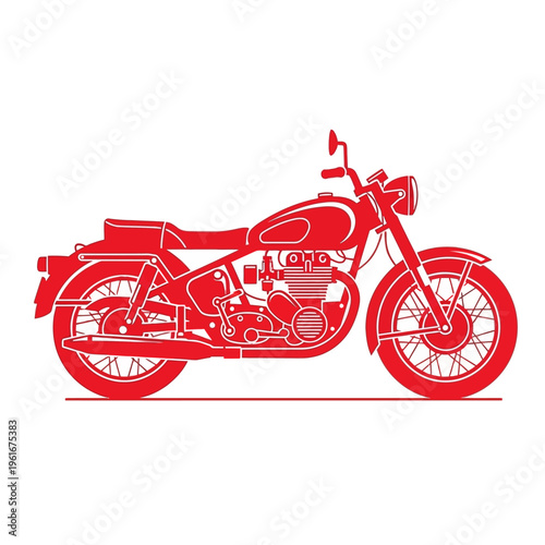 Classic Red Motorcycle Silhouette Vector Art.