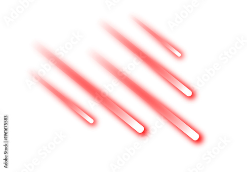 Red neon glowing light speed motion concept of digital data flow, dynamic light beam falling down with shimmering glow effect. Vector illustration.