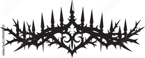 Intricate Barbed Wire Design with Sharp Pointy Thorns Silhouette