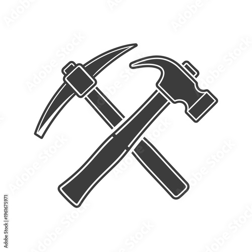 Crossed Hammer and Pickaxe Tools Icon Symbol.