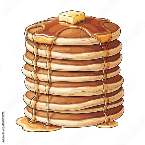 Stack of Pancakes with Butter and Syrup