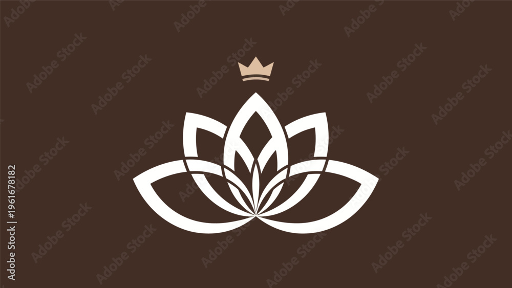 Fototapeta premium Elegant lotus flower with crown logo