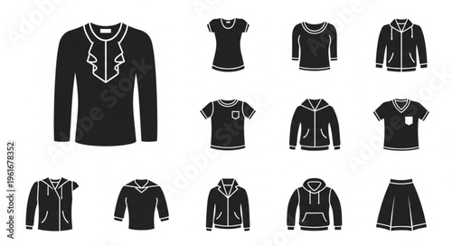Collection of Black Clothing Items - Sweaters, Hoodies, and T-Shirts.
