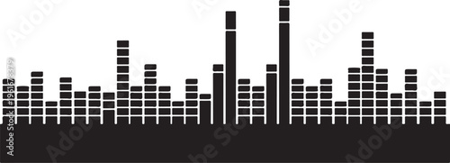 Black and white cityscape with tall buildings and grid