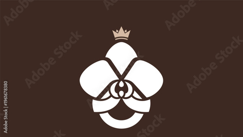 Elegant orchid flower with crown illustration
