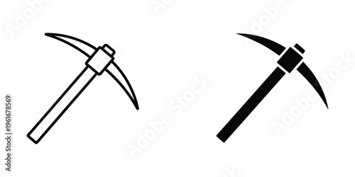 Two contrasting pickaxe designs displayed side by side for comparison