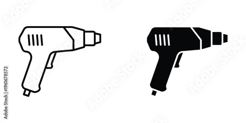 Comparison of a heat gun in two different color schemes for visual clarity and design