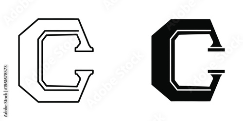 Contrasting styles of the letter c with a modern geometric and bold typographic design.