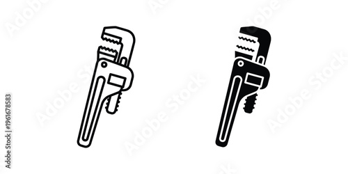 Two different types of pipe wrenches illustrated in black and white line art