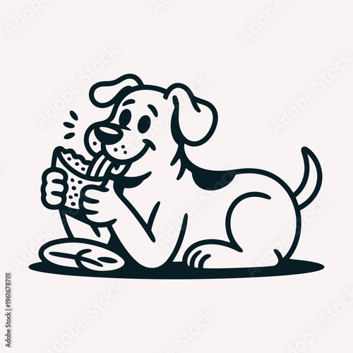 Funny puppy enjoying juice drink cartoon character design. Perfect for pet branding lifestyle graphics and cartoon projects.