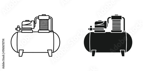 Comparison of air compressors with different tank colors and valve designs