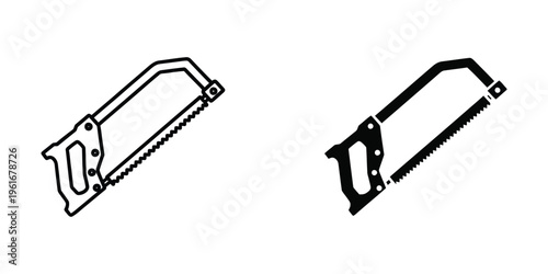 Two different types of hand saws illustrated in black and white contrast