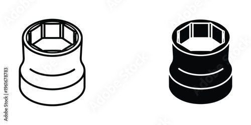 Comparison of two different types of pipe fittings with hexagonal openings and flanges