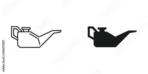 Comparison of outline and filled oil can icons with spout and handle designs
