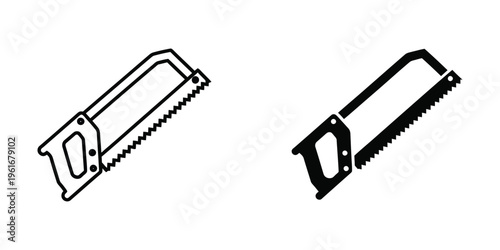 Two types of hacksaws displayed side by side in black and white illustration