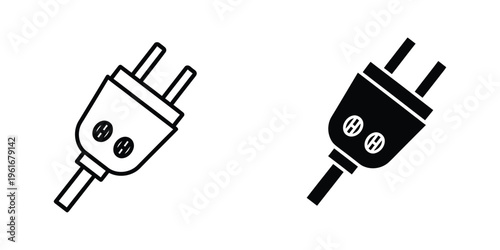 Comparison of two different electrical plug designs shown in black and white