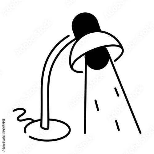 A hand drawn style illustration showing a lamp

