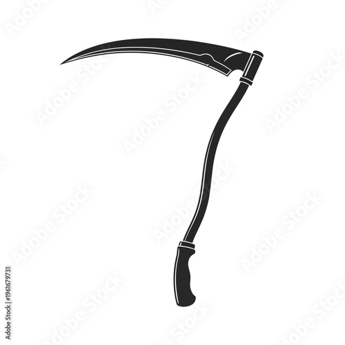 Grim Reaper Scythe Silhouette Icon.