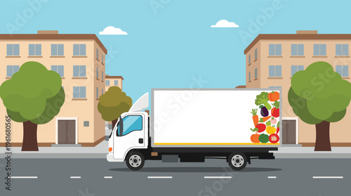 A peaceful illustration depicting a tree alongside a street. Ideal for backgrounds, cityscapes, or concepts of nature in an urban setting, lending a c