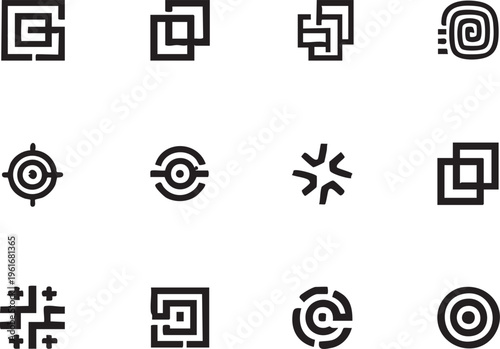 Abstract geometric vector icons set - minimalist design elements eps silhouette