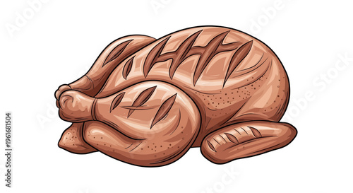 Whole Roasted Chicken Illustration