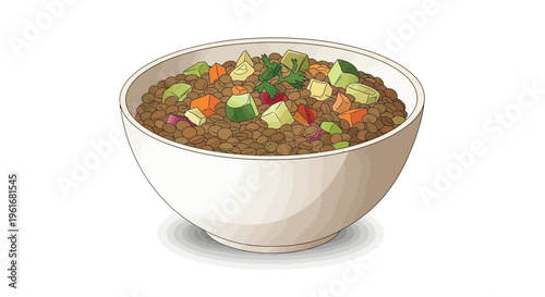 Bowl of Lentil Stew with Vegetables