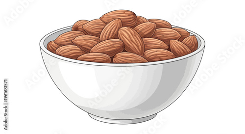 Bowl of whole almonds, healthy snack food