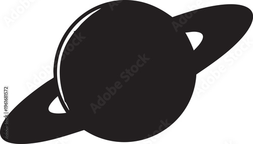 Saturn planet vector illustration: black and white space graphic eps silhouette