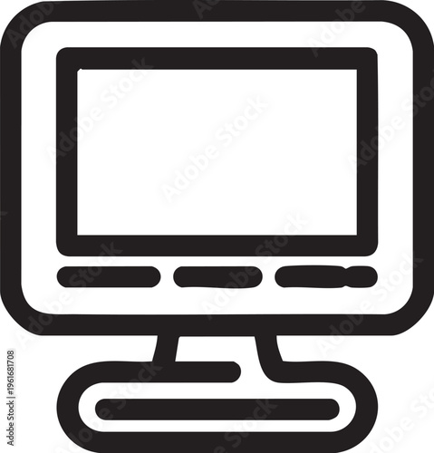 Retro computer monitor icon vector - old pc display graphic eps silhouette
